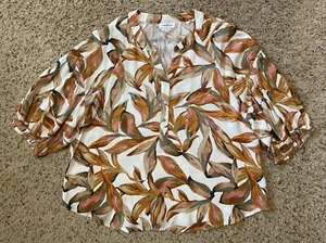 Westbound Shirt Women's XL Floral Boho V-Neck Top w/ Mother-of-Pearl Buttons - Picture 1 of 4