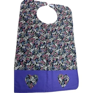 Adult Bib Pockets Applique Hearts Floral Flowers New Handmade 28x18"inches - Picture 1 of 5