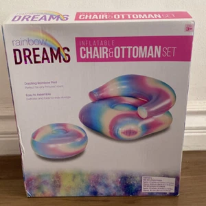 "Silla inflable y silla otomana Rainbow Dreams: 27""x27""x17"" otomana: 15""x15""" - Imagen 1 de 3