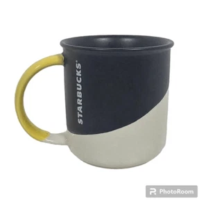 Starbucks Matte Black White Angle Dipped Yellow Handle Coffee Mug 12 oz 2017 - Bild 1 von 7
