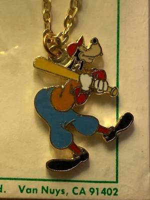 GOOFY BASEBALL VINTAGE 1980's COLLECTIBLE WALT DISNEY 18" NECKLACE -NICE! - Image 1 of 3