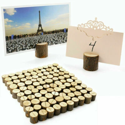 30/80Pcs Wooden Place Card Holder Number Name Menu Stand Wedding Table Decor - Image 1 of 4