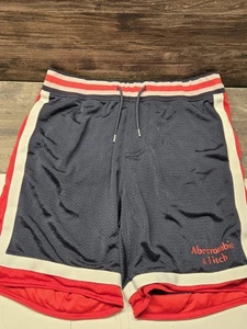 Abercrombie Fitch Herren blau & rot Basketball Shorts Größe Medium Vintage Fitnessstudio Training - Bild 1 von 4