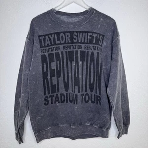 Taylor Swift Womens Reputation Stadium Tour Sweatshirt Size L Gray Faded Wash - Picture 1 of 7