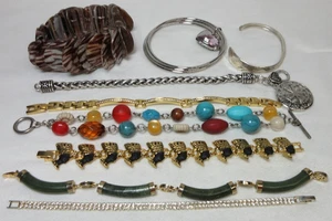 VINTAGE TO NOW LOT OF BRACELETS ASSORTED LOT MULTI COLOR BANGLE TENNIS CUFF #5 - Picture 1 of 11