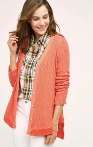 Suéter Cárdigan Anthropologie Izquierda del Centro Evie Talla Mediana Naranja Etiqueta Nueva $98 - Imagen 1 de 5