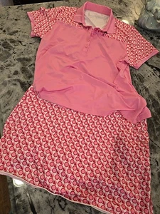 MAELREG PERF. Golf Polo + Skort XL passendes Set Damen rosa gemustert -- gewaschen - Bild 1 von 21