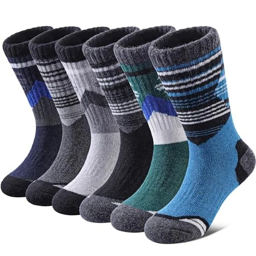  Calcetines de senderismo de lana merino para niños niños niñas niños pequeños 8-12 años color de empalme Foto 1 de 4
