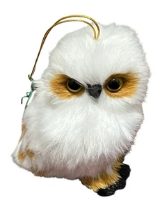 Adorno de árbol de Navidad de búho nevado blanco de piel sintética decoración navideña peluda - Imagen 1 de 5