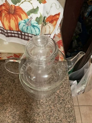 Tetera/tetera de vidrio transparente de calidad soplada a mano colador-tetera infusora incorporada Foto 1 de 4