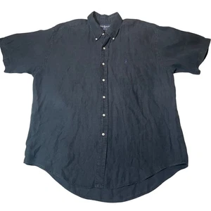 Ralph Lauren Blake Leinen Kurzarm Button Down Hemd Herren XL Schwarz Polo - Bild 1 von 6