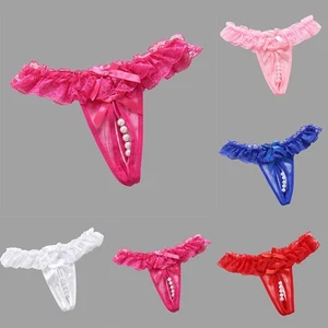 Women Briefs Knicker Lace Lingerie Open Crotch Panties Pearl Sexy High Quality - Picture 1 of 12