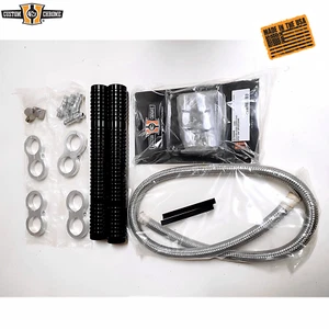 Black Billet Oil Cooler Kit Hose Fittings Clamps Fit For Harley Touring Softail - Picture 1 of 2