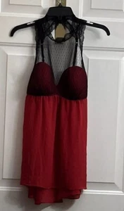 Ambrielle Sleep Doll Nighty Size XL Black Red Sheer Lace Gown Nightie Lingerie - Picture 1 of 3