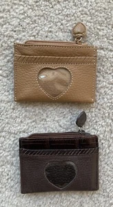 One Brighton Leather Zip Coin Purse ID Credit Card Change Holder Beige Or Brown - Picture 1 of 5