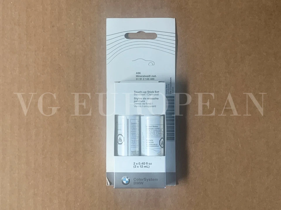 BMW Genuine Factory Touch Up Paint Stick Set A96 Mineral White Metallic NEW  - Image 1 of 1