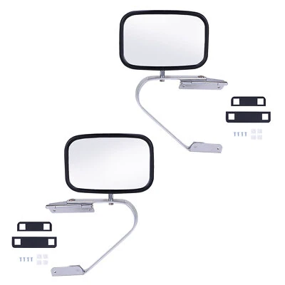 Side View Manual Mirrors/Chrome Pair Set for Ford F-Series Pickup Truck^ - Imagem 1 de 4