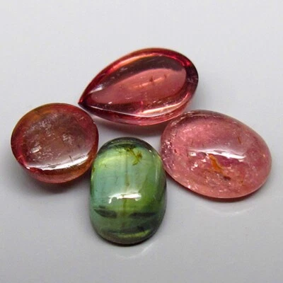 CHARMING SET! 2.85ct.Multi Colorful Tourmaline Mozambique Fancy Cabochon 4x2mm. - Image 1 of 4