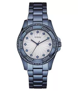 Guess Analog Steel Blue Pinwheel Quartz Silver Dial Women's W0702L1 Watch - Picture 1 of 2