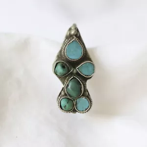 Pendientes de turquesa tibetanos hechos a mano de colección/OC946 - Imagen 1 de 3