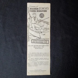 1966 Wisconsin Fishing Regulations Folded Pamphlet 708-65 Wildlife Conservation - Bild 1 von 12