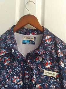Magellan Floral Print Quick-Dry Fishing Shirt Dress Navy Blue Outdoor Wear - Picture 1 of 5