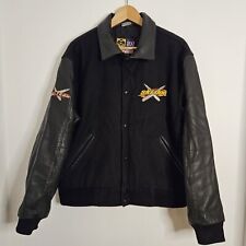 Vintage Ski-Doo X Team Jacket Adult Medium Black Leather Wool Snowmobile 90s