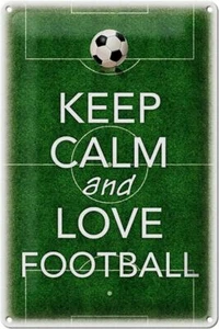 Blechschild Spruch 20x30 cm Keep Calm and love Football Deko Schild tin sign - Picture 1 of 5