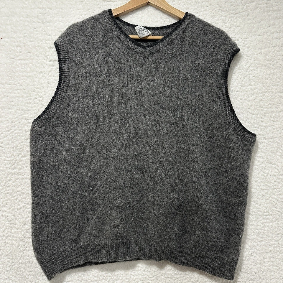 Chaleco clásico de invierno vintage Columbia para hombre XL gris 100 % lana Shetland Foto 1 de 4