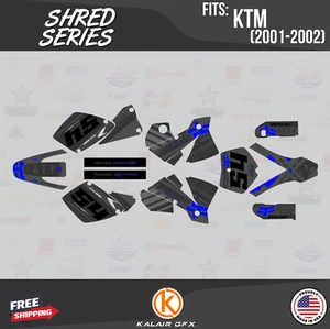 Graphics Kit for KTM SX SXF 125 250 380 520 525 (2001-2002) Shred - BLUE - Picture 1 of 6
