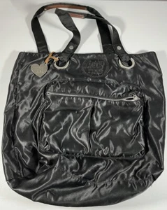 Victorias Secret Love Pink Tote Black Nylon Travel Messenger Shoulder Gym Bag VS - Picture 1 of 3