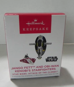 Hallmark 2022 Miniature Star Wars Jango Fett & Obi-Wan Kenobi Starfighters Orn - Picture 1 of 1