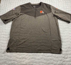 Cleveland Browns Sweater Mens 3XL Brown Nike Dri Fit On Field Quarter Zip NFL - Picture 1 of 13