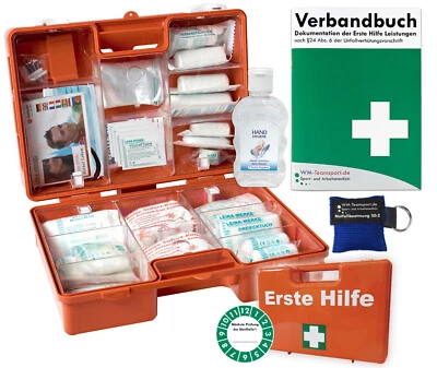 WM-TEAMSPORT Erste-Hilfe-Koffer M2+ "PRO" akt. DIN 13157 (Betriebe) + Hygiene-Gel & Beatmung