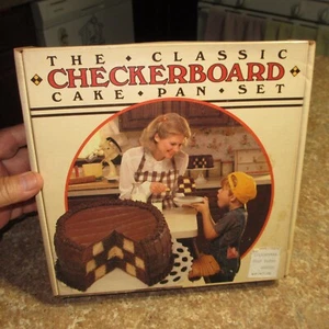 Vintage NOS The Classic Checkerboard Cake Pan Set (3) 9" Pans, only opened 4 pic - Picture 1 of 16