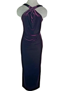 90s Y2K Purple Stretch Velvet Tank Criss Cross Keyhole Maxi Evening Prom Dress - Bild 1 von 5