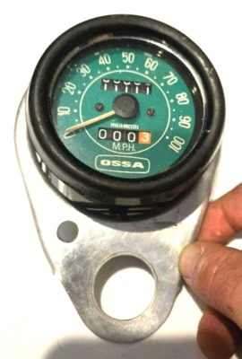 OEM Ossa motorcycle MPH Speedometer w/ gauge bracket Enduro Desert Mountaineer - Image 1 of 4
