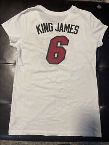 Adidas NBA Miami Heat King James T-shirt Jersey Womens Large LeBron White Rare