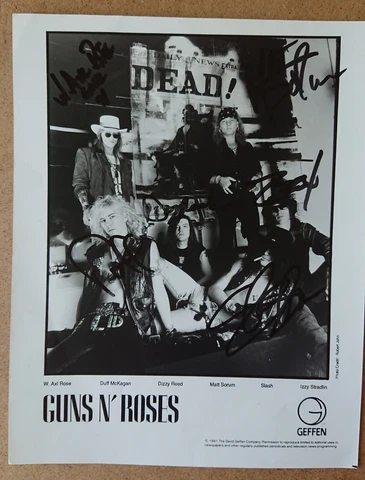 Guns N Roses signed  b/w  Promo Photo Cover