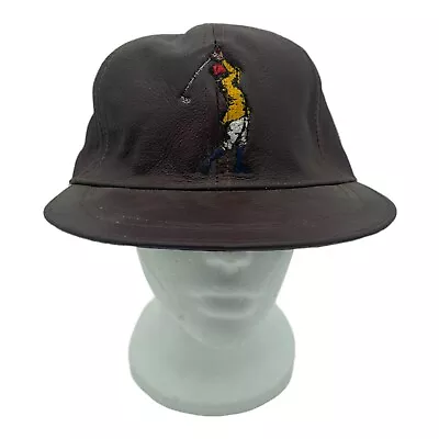 复古棕色皮革男子高尔夫绑带帽刺绣墨西哥 — 第 1/4 张图片