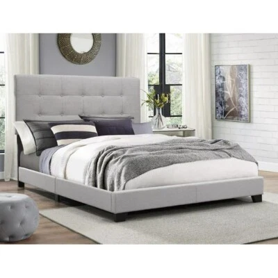 Cama Panel Tapizado Crown Mark Florence Gris (Nueva) Foto 1 de 4