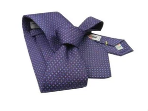 Krawatte Seide mit Druck Bordeaux Schlips Seide Tie Dis Klassisch Made IN Italy - Picture 1 of 3