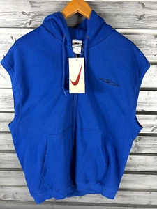 Felpa con cappuccio zip blu Nike Swoosh nuova vintage anni 90 gilet uomo L fondo di magazzino - Foto 1 di 10