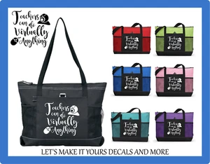 TEACHERS CAN DO VIRTUALLY ANYTHING CUSTOM TOTE PURSE GYM SPORTS SCHOOL BAG GIFT - Picture 1 of 7