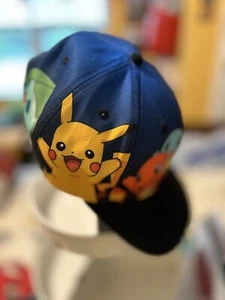 Pokemon - Pikachu, Bulbasaur, Charmander, & Squirtle Snapback Adult Baseball Cap - Picture 1 of 4