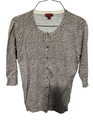 Suéter Merona Botón Frontal Crema Bronceado Estampado Animal Manga 1/2 Mujer XS Foto 1 de 4