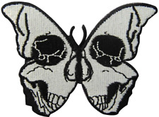 Butterfly Skull Patch 3" | Skeleton Halfskull Small Embroidered Iron On 