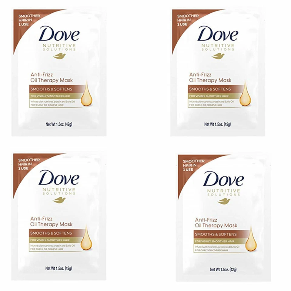 Pack of (4) New Dove Anti-Frizz Oil Smooth Hair Mask, 1.5 oz - Image 1 of 3