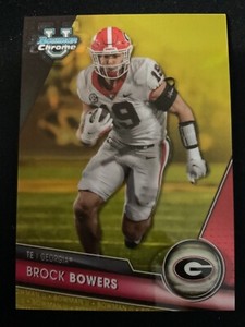 Brock Bowers 2023 Bowman Chrome University Yellow Refractor RC Card #32/75