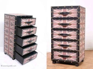 VINTAGE! UNION JACK Schrankkoffer 5 Schubladen Kommode Container / engl. Stil - Bild 1 von 24